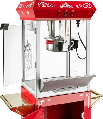 Miniatura 3 de Olde Midway - máquina de hacer palomitas estilo clásico, con hervidor de agua grande de 8 onzas, Rojo
