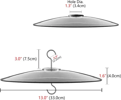 Miniatura 3 de Protector de lluvia de vidrio de 13 pulgadas para comedero de pájaros al aire libre – deflector en poste de pastor/poste o gancho en S colgante