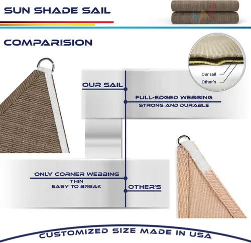 Miniatura 8 de Windscreen4less - Sombra para el sol rectangular para toldo con grado comercial (garantía de 3 años) personalizado, Marrón