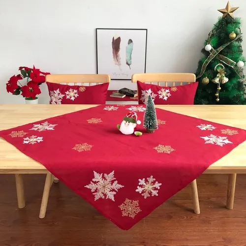 Miniatura 8 de Camino de mesa de Navidad 100% poliéster, bordado de encaje de Navidad, decoraciones de mesa de Navidad de 16 x 52 pulgadas, velas de pascua