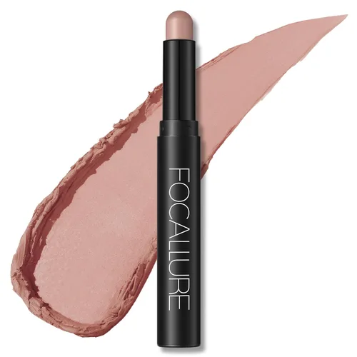 FOCALLURE - Sombra de ojos en barra cremosa con acabado mate y brillante, lápiz iluminador suave y brillante para mujeres, maquillaje de sombra de