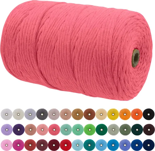 Miniatura 15 de JeogYong Cordón de macramé de un solo hilo 2mm x 164 yardas (492 pies) Cuerda de algodón suave, hilo de macramé 2 mm, suministros de macramé
