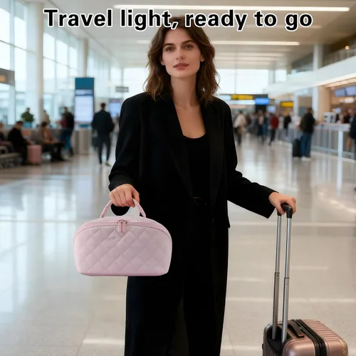 Miniatura 7 de Bolsa de maquillaje de viaje, bolsa de maquillaje acolchada para mujer, organizador de cosméticos impermeable, organizador de maquillaje, bolsa
