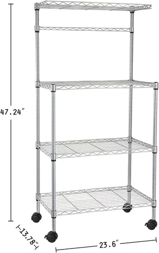 Miniatura 2 de Estante para panaderos con ruedas, carrito de microondas de cocina con almacenamiento, carrito de alambre ajustable de 4 niveles de altura