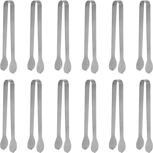 Pinzas para servir, pinzas de cocina, pinzas para bufé, pinzas de acero inoxidable para alimentos, pinzas pequeñas, paquete de 12 (5 pulgadas (12