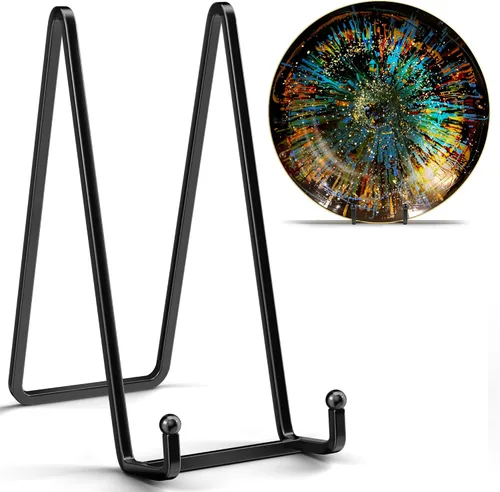 IPAME Soportes para Platos Grandes de 8 Pulgadas para Exhibición - Soporte de Exhibición de Alambre Cuadrado de Metal para Platos + Soporte para