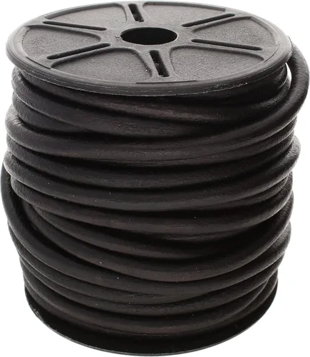 Miniatura 50 de The Beadsmith Cordón de cuero – Negro – Bobina de 0.039 in – 5 yardas/14.8 ft – Tanga de cuero indio ideal para trenzar, cuentas, collares, cordones