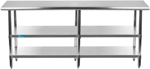 Miniatura 30 de Mesa de trabajo de acero inoxidable con 2 estantes Mesa de utilidad de metal Mesa de utilidad NSF para uso comercial y residencial