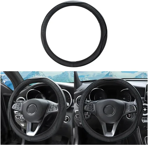 Miniatura 6 de zipelo Funda para volante de automóvil de 14.5"-15", protector de rueda interior de automóvil con cuero forrado antideslizante duradero, suave