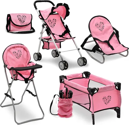 Miniatura 9 de Juego de cama y asiento de bebé, juego de bebé, accesorios para muñecas de bebé, bolsa de pañales para silla alta, juego de rol, juego de rol
