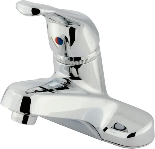 Kingston Brass KB511LP Wyndham - Grifo de lavabo con mango de bucle de metal único de 4 pulgadas sin emergente, cromo pulido