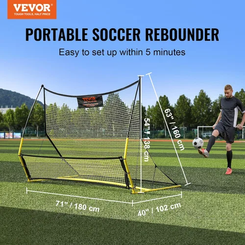 Miniatura 2 de VEVOR Soccer Trainer，Portable Soccer Rebounder Net, Iron Soccer Practice Equipment, Sports Football Rebounder Wall with Portable Bag, Perfect for