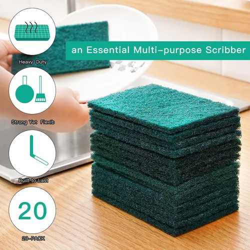 Miniatura 4 de Esponjas de limpieza pesadas antiarañazos, esponja de limpieza de platos, herramienta de limpieza reutilizable verde para el hogar, para cocina