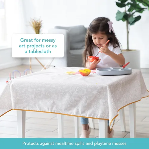 Miniatura 3 de Bumkins Alfombrilla de Splat para Debajo de la Silla Alta, Alfombrilla para Desordenes de Comer para Bebés y Niños Pequeños, Tela Reutilizable B2