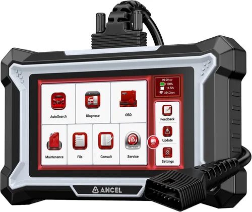 ANCEL Escáner DS100 OBD2, herramienta de diagnóstico de 4 sistemas con pantalla táctil completa de 5 pulgadas para transmisión SRS ABS del motor, 7