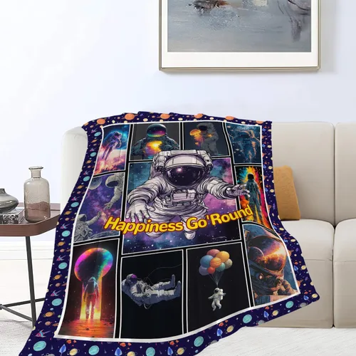 Miniatura 2 de Manta de astronauta de franela de galaxia espacial, manta de felpa acogedora decoración del universo cósmico, manta de forro polar, regalos