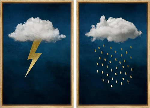 Miniatura 83 de IDEA4WALL Lienzo enmarcado para pared, juego de arte Bauhaus dorado de mediados de siglo, patrón de cuadrícula moderna, ilustraciones con formas