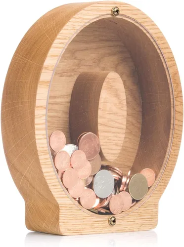 Miniatura 18 de Alcancía de madera personalizada con letra para niños, niñas y adultos, bancos de monedas de madera de roble duradero, 3 tamaños para elegir