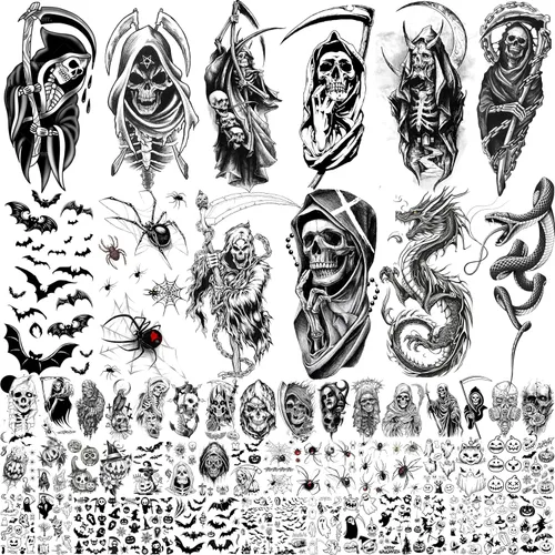 Miniatura 12 de EGMBGM 52 hojas de tatuajes temporales pequeños para niños, niños y niñas, tatuajes tribales de animales, mariposas, anclas, brújulas, pegatinas