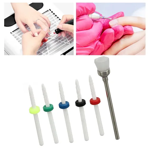 Miniatura 4 de Juego de 6 brocas para uñas, juego de 6 brocas de uñas de cerámica para salón de manicura y pedicura