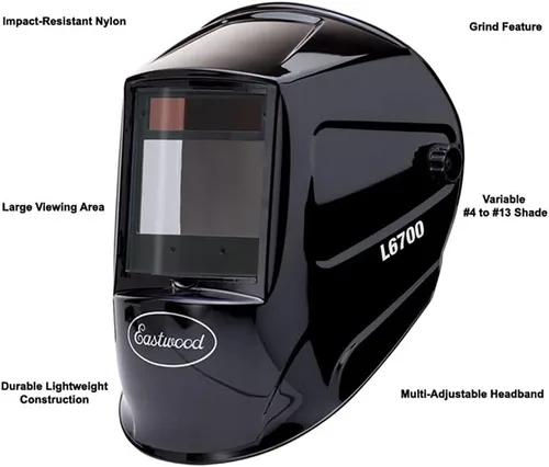 Miniatura 2 de Eastwood Casco para Soldar con Visor Grande, Oscurecimiento Automático, Máscara Ajustable con Banda Cómoda - L6700 Brillo negro