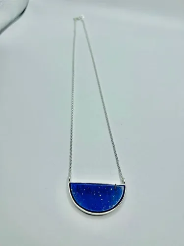 Miniatura 6 de Collar de lapislázuli azul afgano 100% natural y original con colgante de plata 925 de 19 pulgadas para niñas, mujeres y novias para el día de San