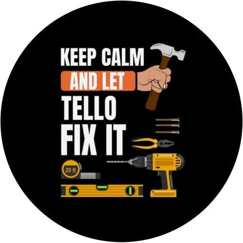 Miniatura 3 de Mantén la calma y deja que Tello lo arregle, trabajador de la construcción PopSockets intercambiables PopGrip