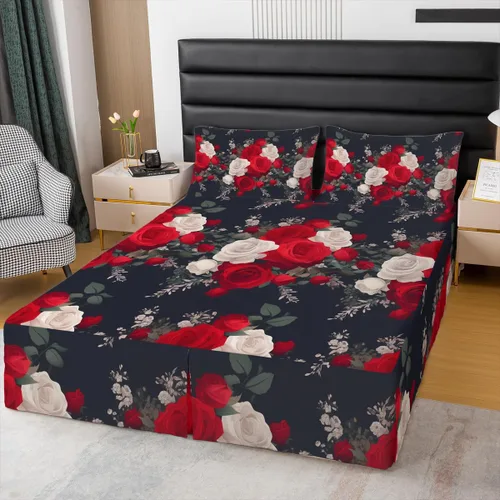 Miniatura 6 de Falda de cama individual de girasol, flores soleadas con esquinas divididas, faldas de cama bohemias florales amarillas, falda de cama para plantas