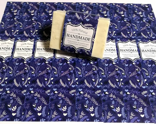 Cinta de papel de envoltura para barra de jabón casera, productos hechos a mano, 20 piezas (vertical 2 - zafiro)