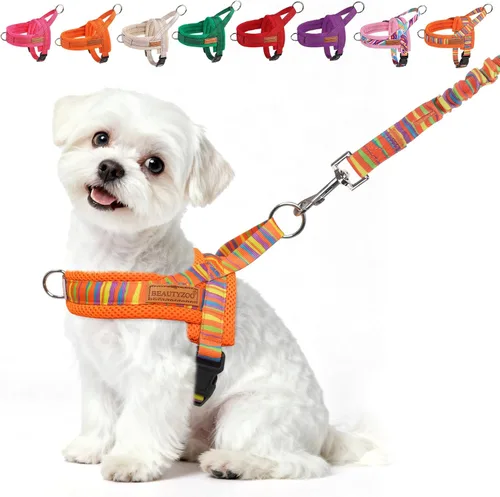 Miniatura 15 de BEAUTYZOO Arnés para Perros Pequeños, Juego de Arnés y Correa sin Tirones, Arnés de Chaleco para Cachorros Suave a Prueba de Escapes con Manija