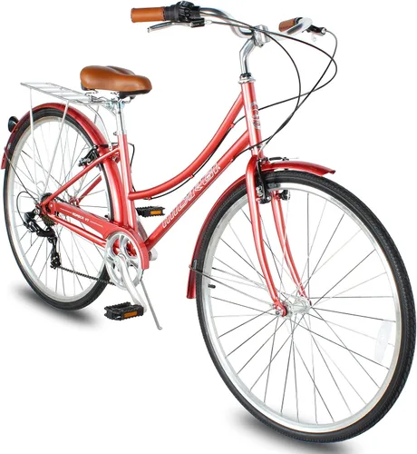 Miniatura 8 de MICARGI Bicicleta híbrida para adultos de 24/26 pulgadas, bicicleta híbrida de 1/7 velocidades para mujeres, hombres, personas mayores, bicicleta