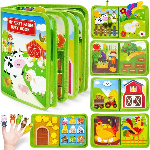 Libro Ocupado para Niños Pequeños de 1-3 años, Juguetes Montessori para Niños de 1 y 2 años, Regalos de Cumpleaños para Niños y Niñas, Tabla Ocupada