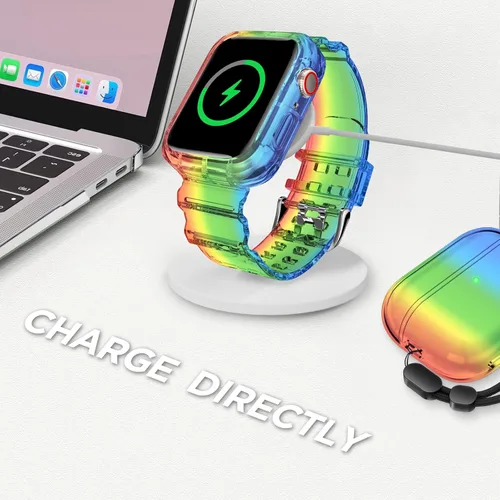 Miniatura 5 de DABAOZA - Correa compatible con Apple Watch de 49 mm, 46 mm, 45 mm, 44 mm, 42 mm, 41 mm, 40 mm, 38 mm, con protector, correa de TPU brillante