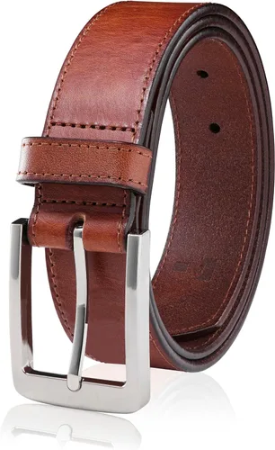 Miniatura 24 de MILORDE Cinturón de vestir de cuero genuino para hombre, hecho a mano, 100% cuero de vaca, diseños clásicos y modernos para trabajo, negocios y uso