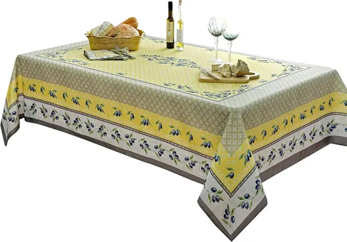 Miniatura 10 de Home Bargains Plus Mantel rectangular de tela, juego de 4 manteles individuales, estampado Olivier amarillo y gris oliva, manteles individuales