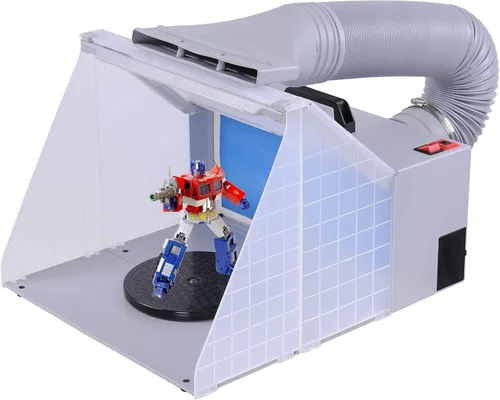 AW Kit de cabina de pintura portátil con aerógrafo, luz LED, con mesa giratoria, manguera de 5.6 pies, juego de pintura profesional con mesa