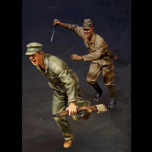Goodmoel Kit de soldado japonés modelo de resina soldado 1/35 de la Segunda Guerra Mundial (2 personas), sin montar y sin pintar, Ja-7955