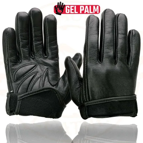 Miniatura 6 de Guantes Milwaukee Leather MG7510 para hombre, de piel negra con palma de gel acolchada, de muñeca corta para motocicleta con "Cubierta de panel