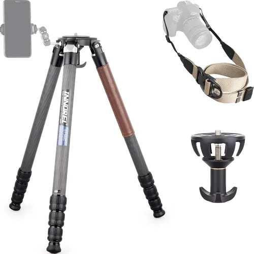 Trípode INNOREL ST344C de fibra de carbono profesional resistente soporte para cámara con adaptador de cuenco de 2.953 in, pata de tubo de 1.354 in,