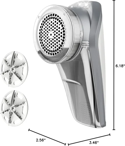 Miniatura 7 de MR.SIGA Afeitadora de tela y removedor de pelusas, afeitadora portátil a pilas con luces LED, 2 cuchillas reemplazables de 6 hojas, crema/gris