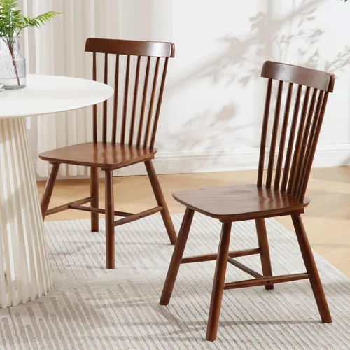 Miniatura 3 de Juego de 4 sillas de comedor de estilo granja, silla de comedor Windsor, sillas de cocina sin brazos con respaldo de espiral, sillas laterales