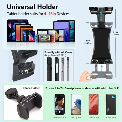 Miniatura 6 de Trípode para iPad y teléfono de 73 pulgadas con cuello de cisne para tablet con control remoto para tabletas de 3.5 a 15 pulgadas, iPhone, iPad Pro