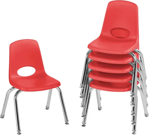 Miniatura 45 de FDP 16" Silla apilable escolar, silla de estudiante apilable con patas de acero cromado y ruedas; para aprendizaje en casa o en el aula - Gris claro