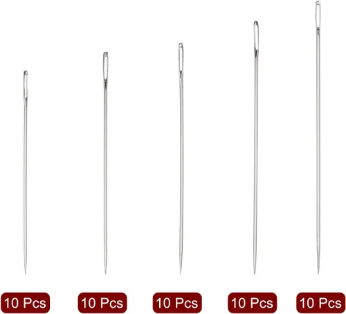 Miniatura 3 de HARFINGTON 50 agujas de coser grandes de acero inoxidable para bordar agujas de hilo hechas a mano, agujas de tejer, agujas de cuero, agujas