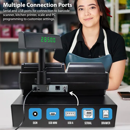 Miniatura 9 de Nadex Caja registradora CR260, cajón de acero, impresión rápida, interfaz fácil de usar, negro