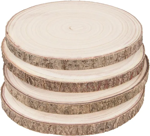 Miniatura 14 de Maputune 4 piezas de rodajas grandes de madera sin terminar de 7-8 pulgadas para centros de mesa, plato de madera rústica natural para manualidades