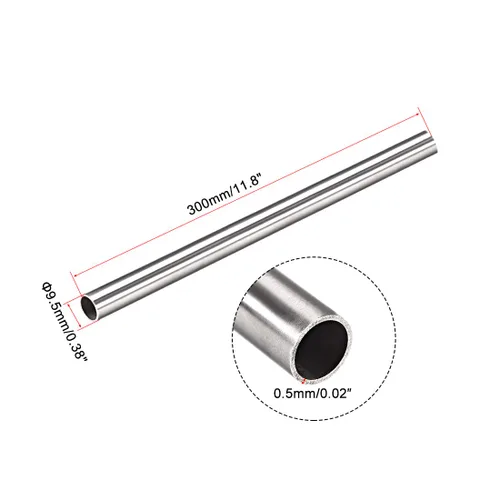 Miniatura 2 de uxcell 4 tubos de tubo capilar de acero inoxidable 304 de 0.335 in ID 0.374 in de diámetro exterior de 11.811 in de longitud de 0.020 in de pared