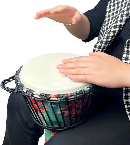 Miniatura 5 de Tambor africano de percusión, hecho a mano, cabeza de piel de oveja, estilo nacional