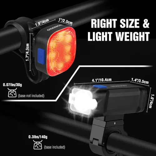Miniatura 2 de WORKPRO Luz de bicicleta para conducción nocturna, luces de bicicleta recargables ultra brillantes delanteras y traseras, 3+5 modos de juego
