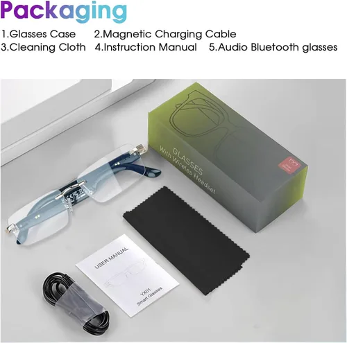 Miniatura 9 de Gafas de Traducción con IA, Gafas Bluetooth con Traductor en Tiempo Real para 164 Idiomas, Gafas Bluetooth Fotocromáticas con Bisagra de Resorte